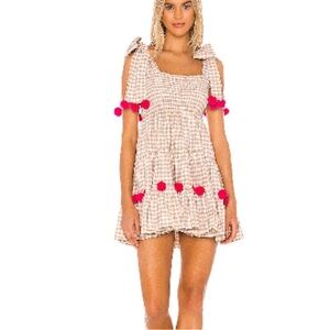 Revolve Sundress Pippa Mini Dress Gingham Pom Pom Mini Dress